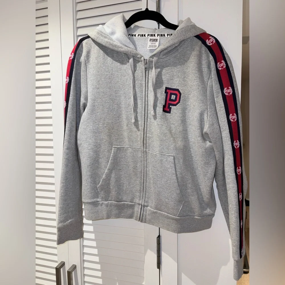 🩶VS Pink💙 Gray Zip Up Hoodie - Picture 1 of 6